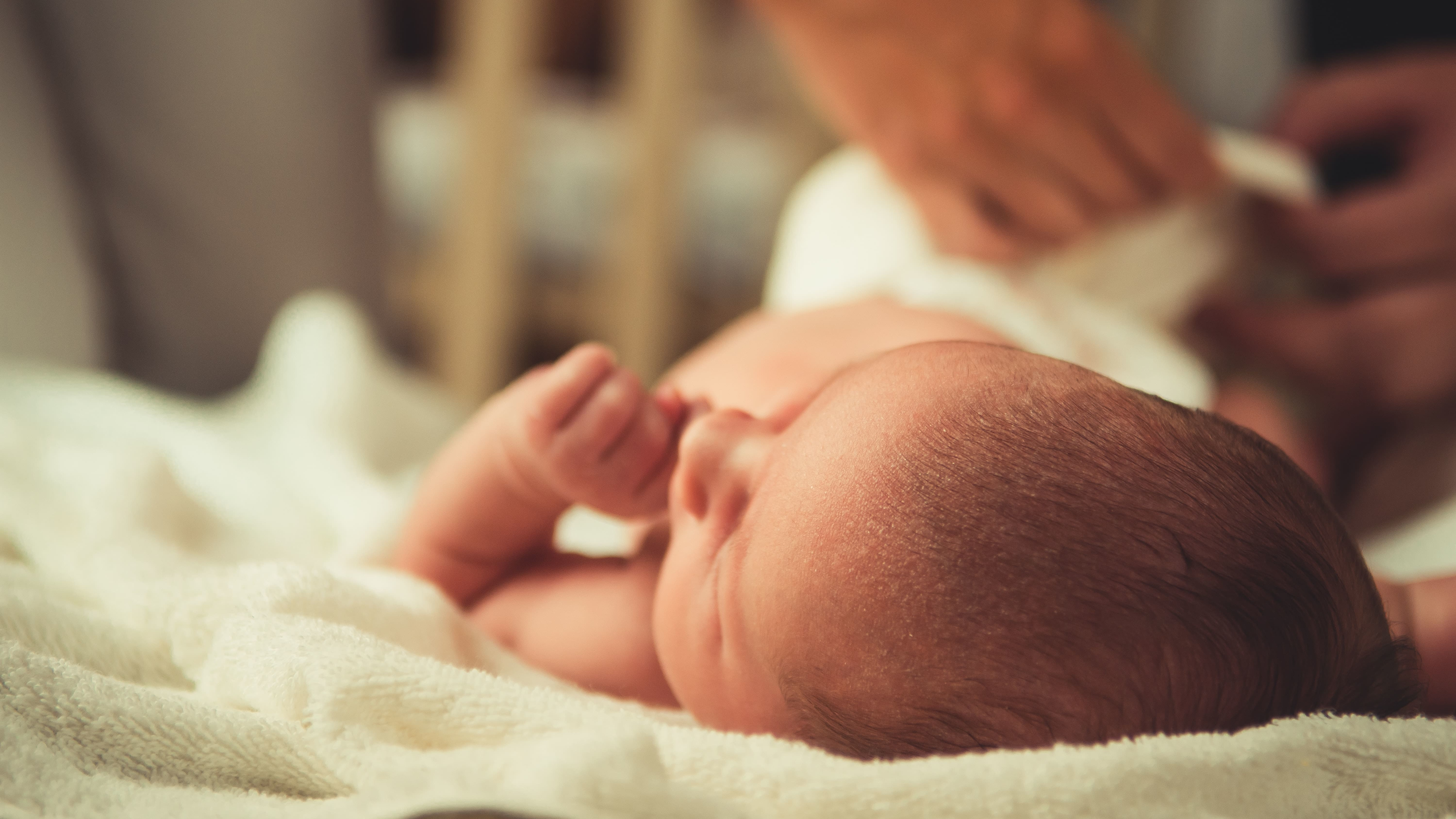 Baby on soft blanket